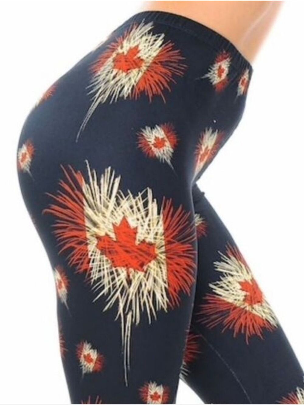 LEGGINGS DEPOT CANADIAN Flag Print Full Length Leggings Size 10 NWT